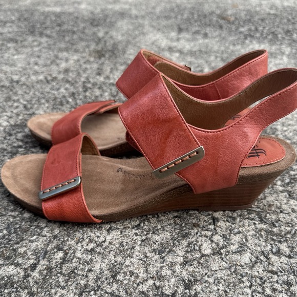 Sofft Leather Wedges Verdi II Women's Sz 11 M Canyon Coral Red Orange - Picture 4 of 10